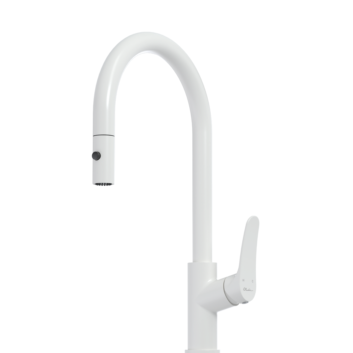 Verona Pull Out Goose Neck Spray Mixer in White