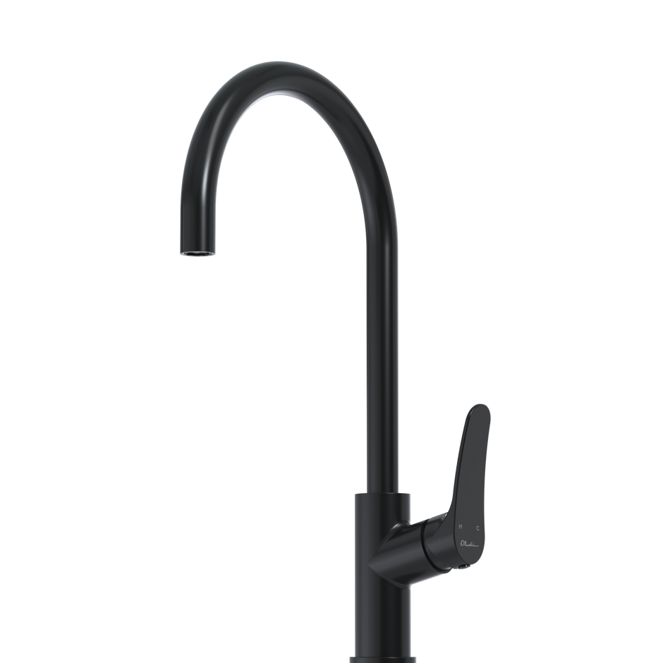 Verona Goose Neck Mixer in Matte Black