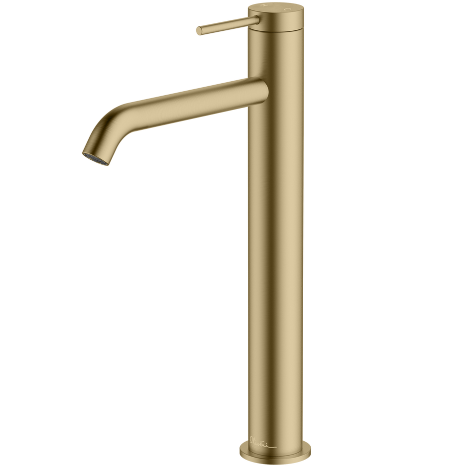 Venice Curved Tower Basin Mixer in Classic Gold