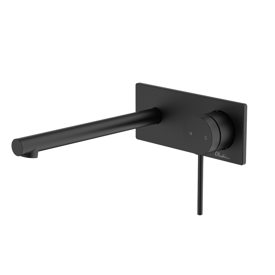 Venice Straight Wall Mixer Set in Matte Black