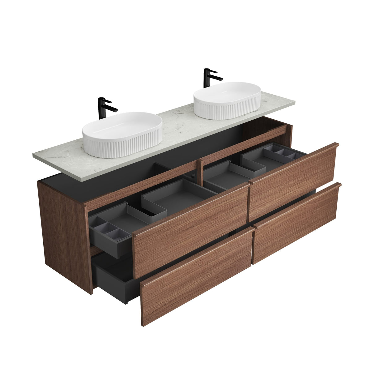 Venetta Framed Wall Hung Walnut 1800mm