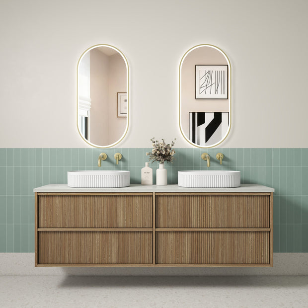 Venetta Fluted Framed Wall Hung Harvest Oak 1800mm