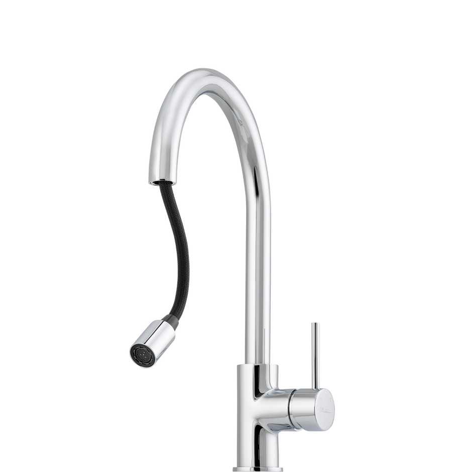 Venice Pull Out Goose Neck Mixer in Chrome view 2
