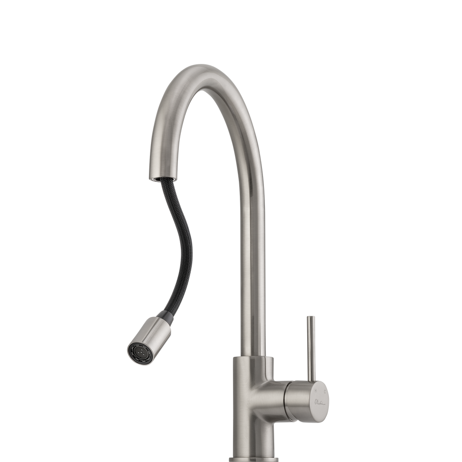Venice Pull Out Goose Neck Mixer in Brushed Nickel view 2
