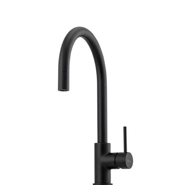 Venice Pull Out Goose Neck Mixer in Matte Black