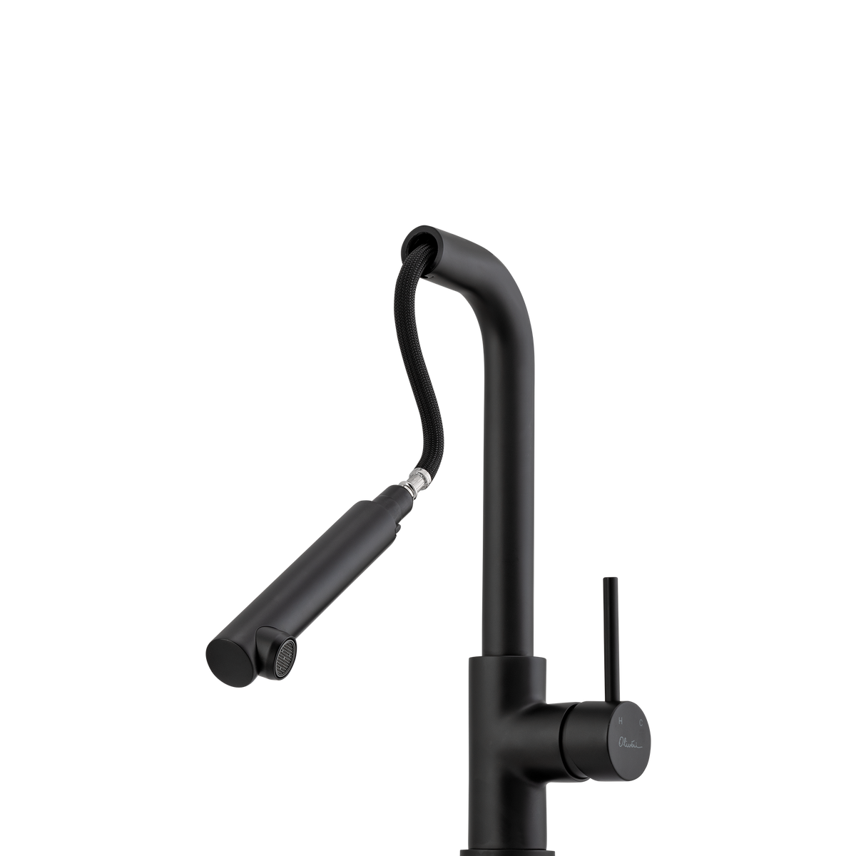 Venice Pull Out Right Angle Mixer in Matte Black view 2