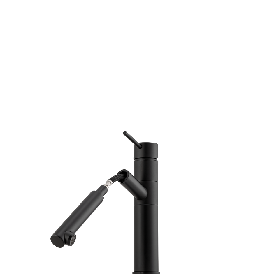Venice Pull Out Swivel Mixer in Matte Black view 2