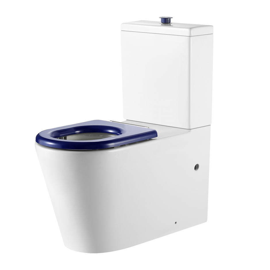 Vienna Back To Wall Care Toilet Suite With Blue Seat and Buttons