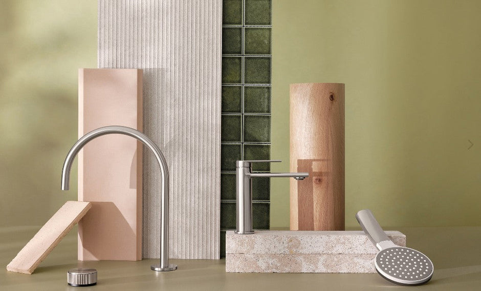 Vivid Slimline Hob Sink Mixer Brushed Nickel 220mm