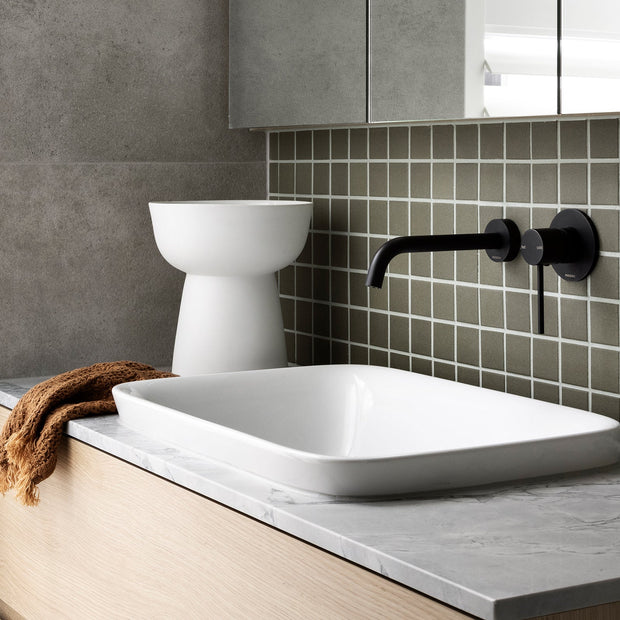 Vivid Slimline Wall Basin Outlet 180mm Curved Black