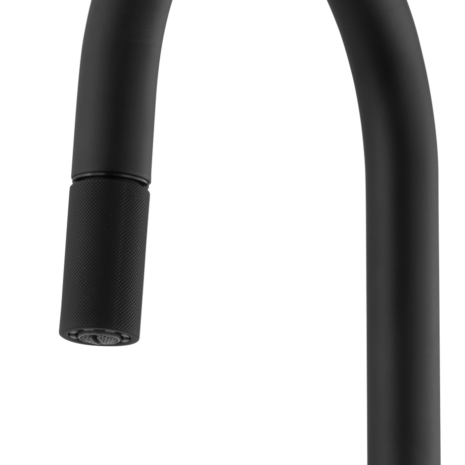 Vilo Goose Neck Pull Out Mixer in Matte Black view 3