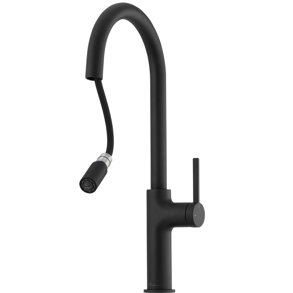 Vilo Goose Neck Pull Out Mixer in Matte Black view 2