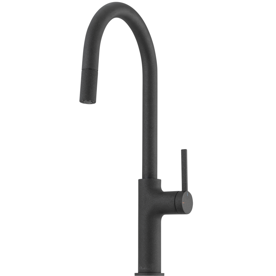 Vilo Goose Neck Pull Out Mixer in Black Granite
