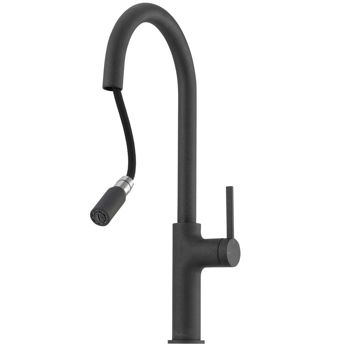 Vilo Goose Neck Pull Out Mixer in Black Granite view 2