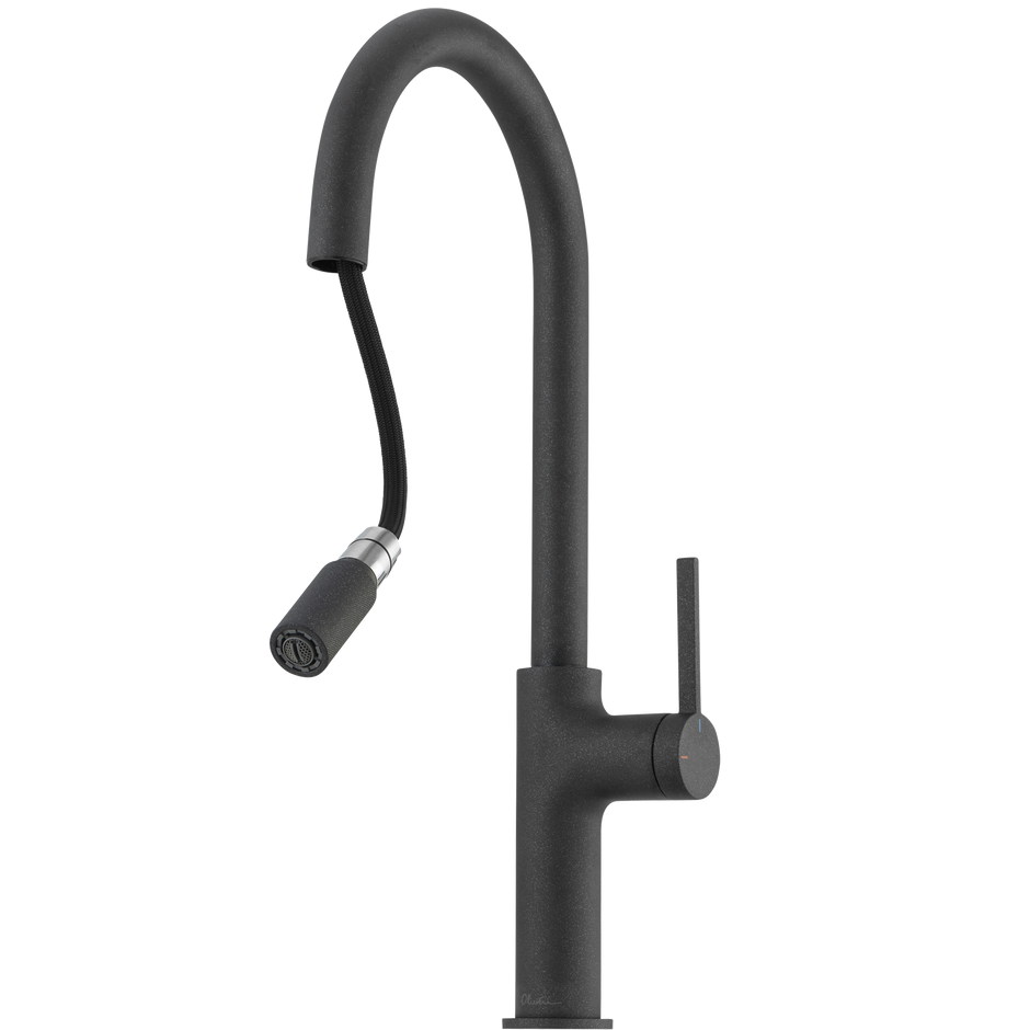 Vilo Goose Neck Pull Out Mixer in Black Granite view 2