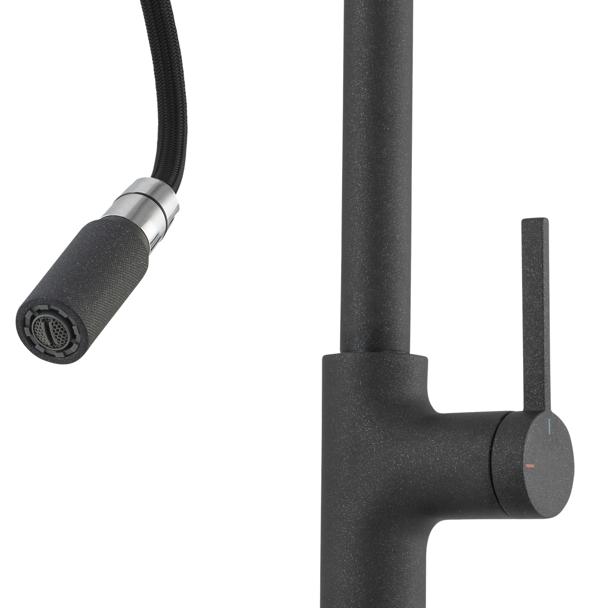 Vilo Goose Neck Pull Out Mixer in Black Granite view 3