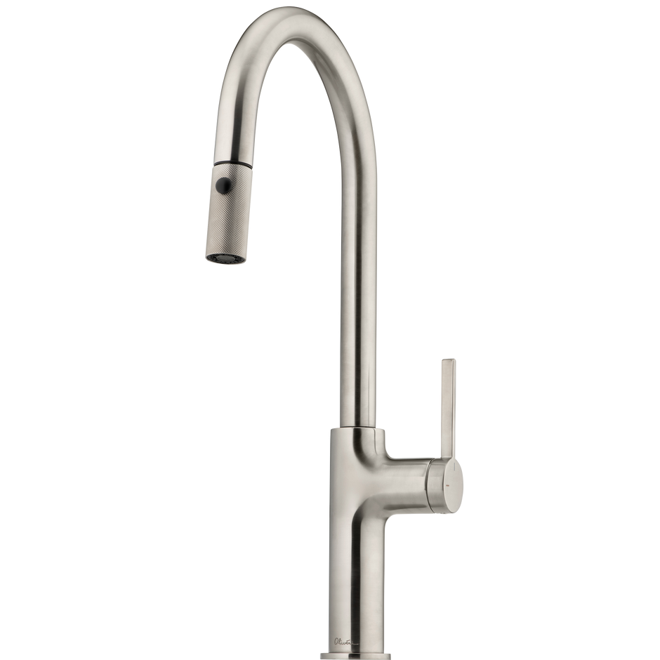 Vilo Goose Neck Pull Out Spray Mixer in Brushed Nickel