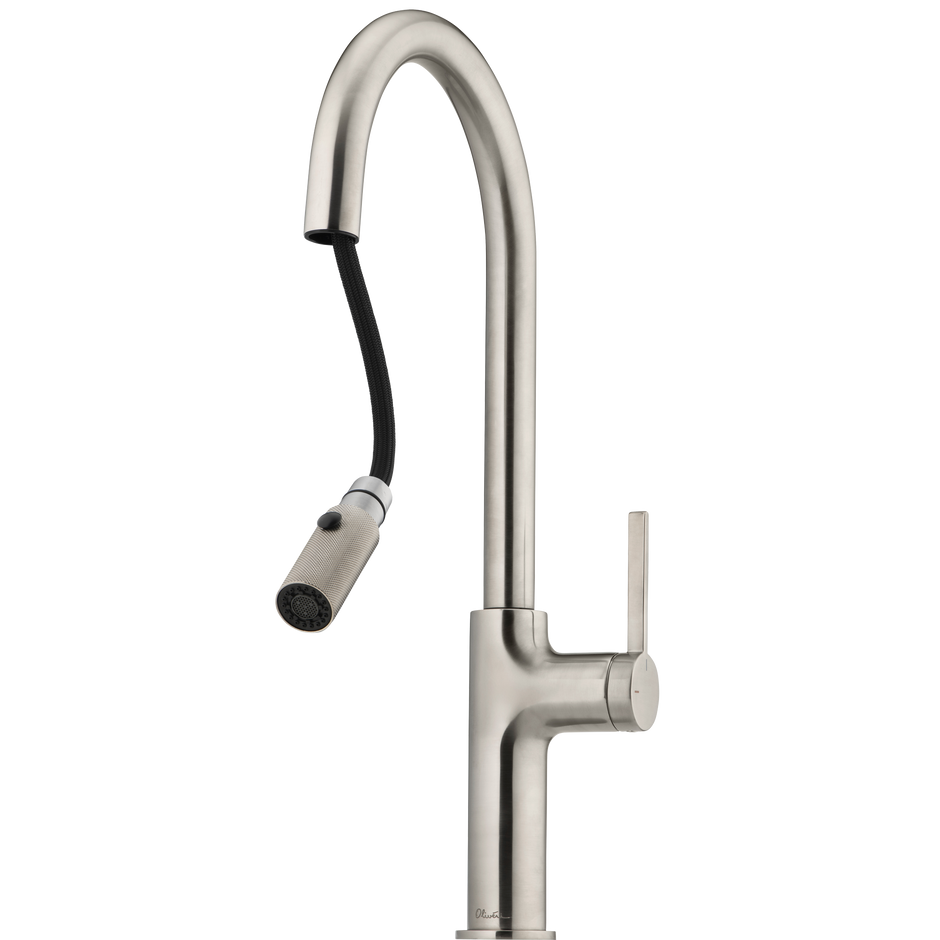 Vilo Goose Neck Pull Out Spray Mixer in Brushed Nickel view 2