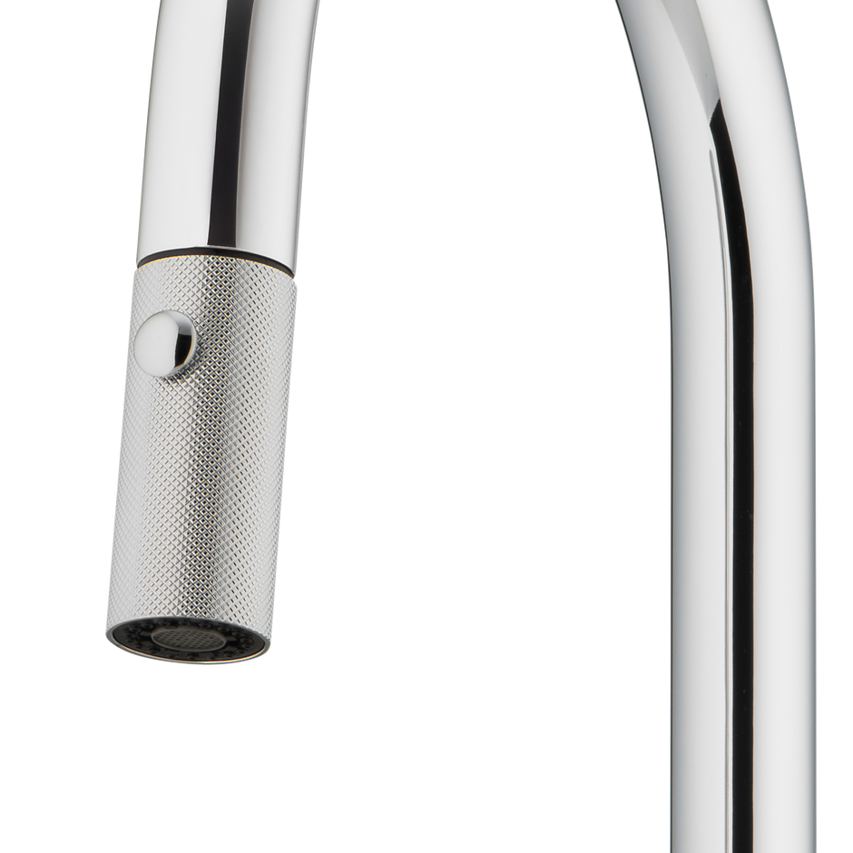 Vilo Goose Neck Pull Out Spray Mixer in Chrome view 3