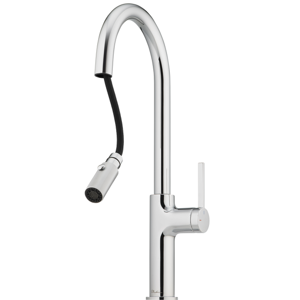 Vilo Goose Neck Pull Out Spray Mixer in Chrome view 2