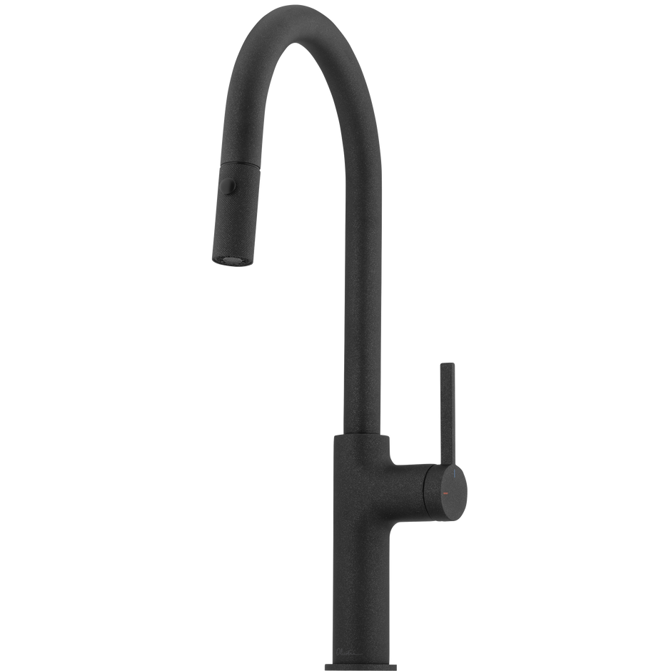 Vilo Goose Neck Pull Out Spray Mixer in Black Granite