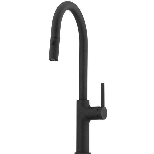 Vilo Goose Neck Pull Out Spray Mixer in Black Granite