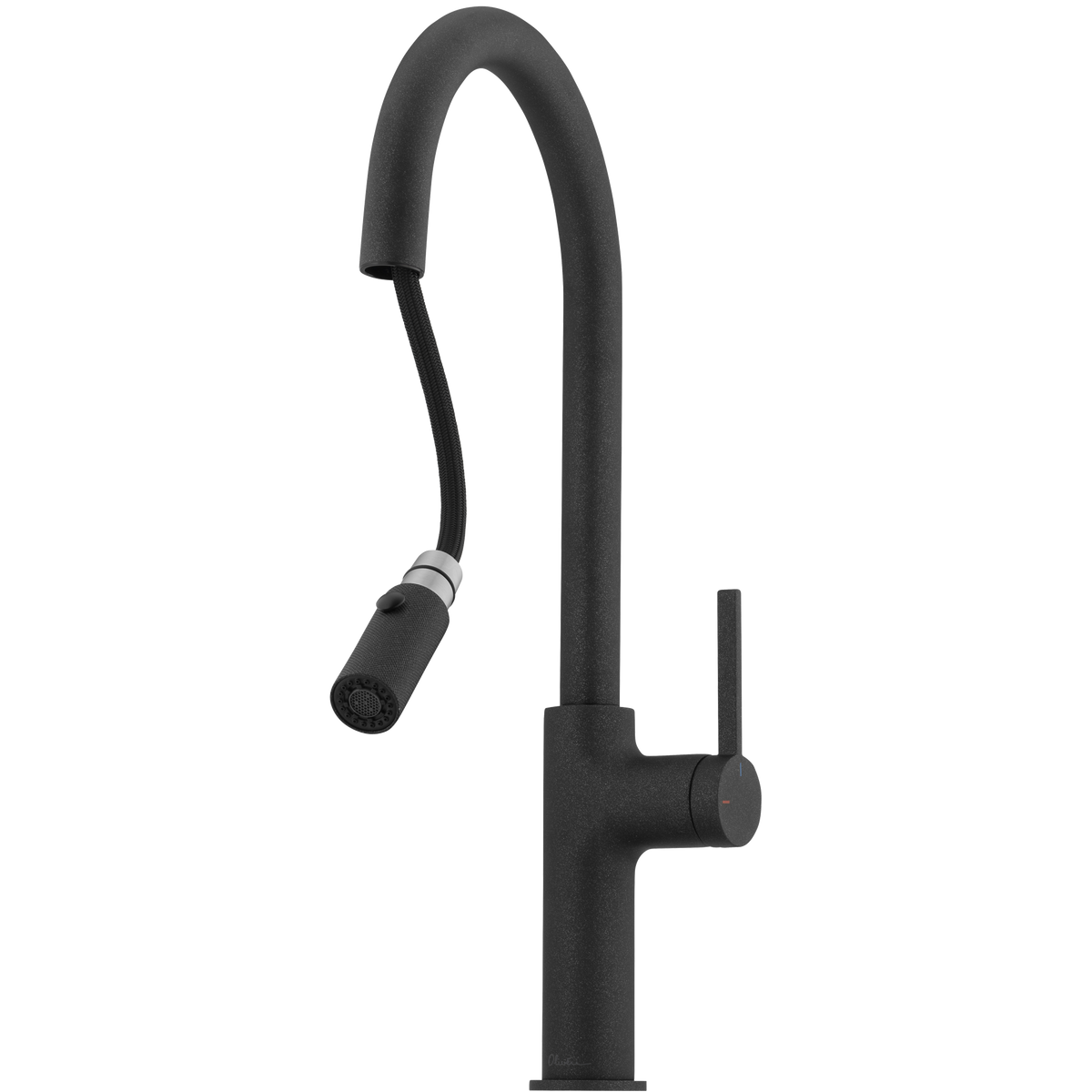 Vilo Goose Neck Pull Out Spray Mixer in Black Granite view 2