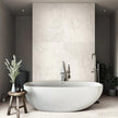 Vemac White Marble Look Porcelain Tiles in a room setting