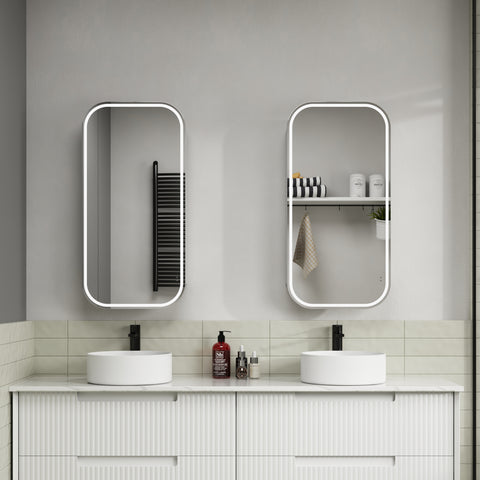 Aulic Vienna LED Shaving Cabinet in Matte White Frameless