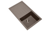 Navona Vivaldi D100 Single Bowl Granite Sink with Drainer 860 x 500 x 205mm Concrete Grey