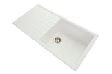 Navona Vivaldi D100L Single Bowl Granite Sink with Drainer 1000 x 500 x 220mm Snova White