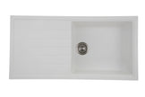 Navona Vivaldi D100L Single Bowl Granite Sink with Drainer 1000 x 500 x 220mm Snova White