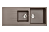 Navona Vivaldi D200 One and a Half Bowl Granite Sink with Drainer 1160 x 500 x 205mm Concrete Grey
