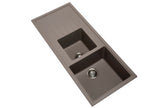Navona Vivaldi D200 One and a Half Bowl Granite Sink with Drainer 1160 x 500 x 205mm Concrete Grey