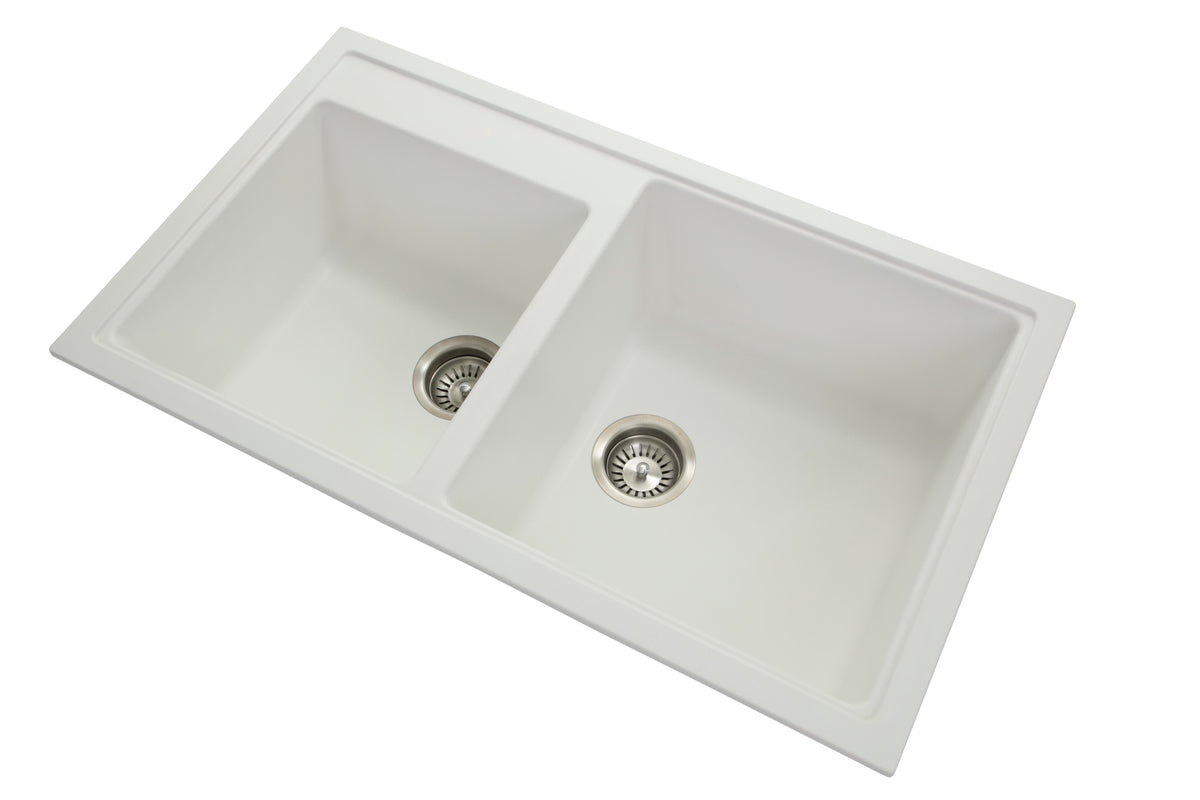 Navona Vivaldi N200 Double Bowl Granite Sink 860 x 500 x 205mm Snova White