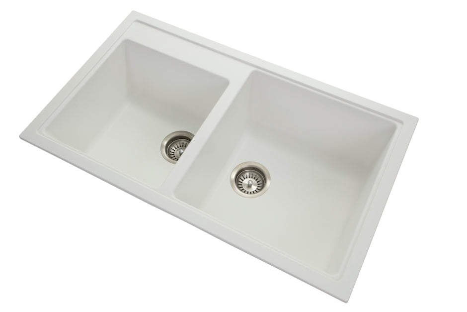 Navona Vivaldi N200 Double Bowl Granite Sink 860 x 500 x 205mm Snova White