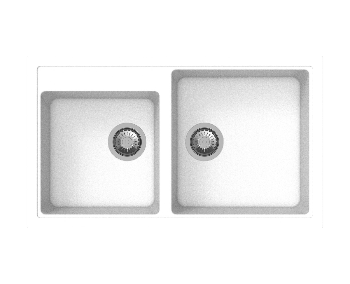 Navona Vivaldi N200 Double Bowl Granite Sink 860 x 500 x 205mm Snova White