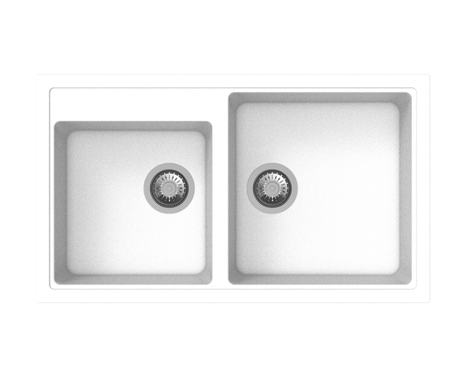 Navona Vivaldi N200 Double Bowl Granite Sink 860 x 500 x 205mm Snova White