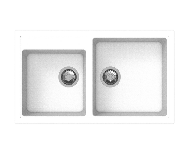 Navona Vivaldi N200 Double Bowl Granite Sink 860 x 500 x 205mm Snova White