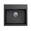 Navona Waltz 560 Single Bowl Granite Sink 560 x 510 x 200mm Deep Black
