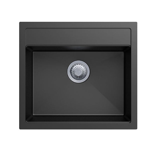 Navona Waltz 560 Single Bowl Granite Sink 560 x 510 x 200mm Deep Black