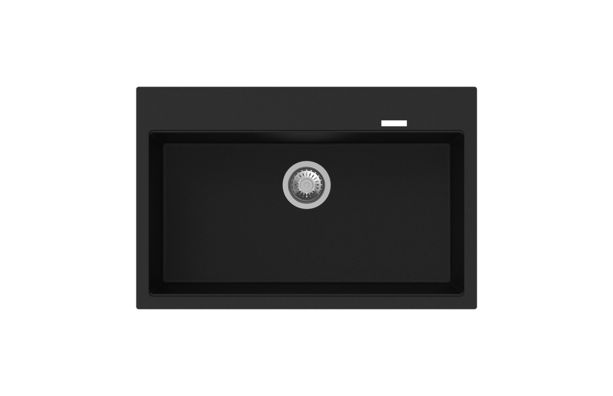 Navona Waltz 780 Single Bowl Granite Sink 780 x 510 x 220mm Deep Black