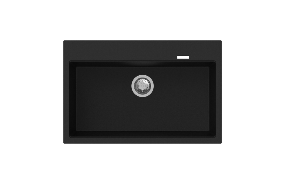 Navona Waltz 780 Single Bowl Granite Sink 780 x 510 x 220mm Deep Black