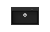 Navona Waltz 780 Single Bowl Granite Sink 780 x 510 x 220mm Deep Black