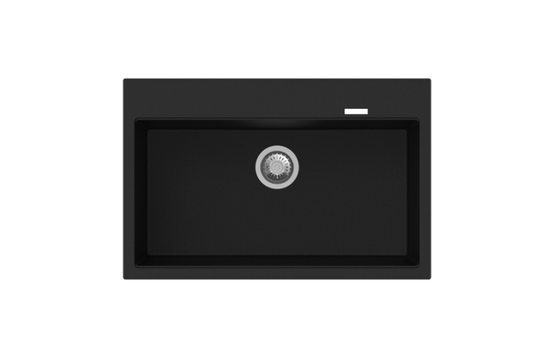 Navona Waltz 780 Single Bowl Granite Sink 780 x 510 x 220mm Deep Black