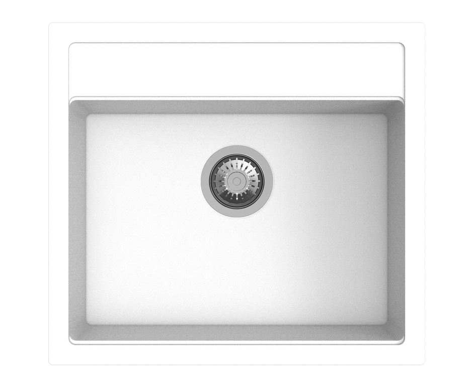 Navona Waltz 560 Single Bowl Granite Sink 560 x 510 x 200mm Snova White