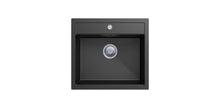 Navona Waltz 560 Single Bowl Granite Sink 560 x 510 x 200mm Deep Black