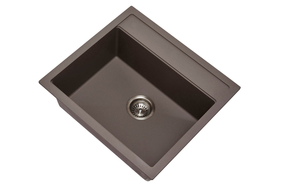 Navona Waltz 560 Single Bowl Granite Sink 560 x 510 x 200mm Concrete Grey
