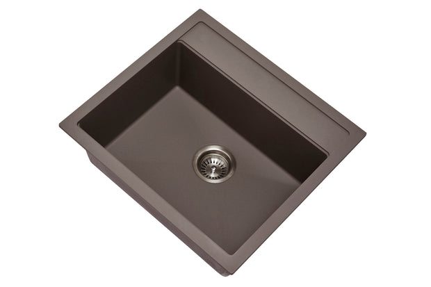Navona Waltz 560 Single Bowl Granite Sink 560 x 510 x 200mm Concrete Grey