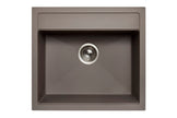 Navona Waltz 560 Single Bowl Granite Sink 560 x 510 x 200mm Concrete Grey